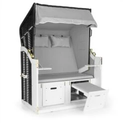 Blumfeldt Hiddensee Wicker Beach Chair XL 2-seater Sunbed Grey