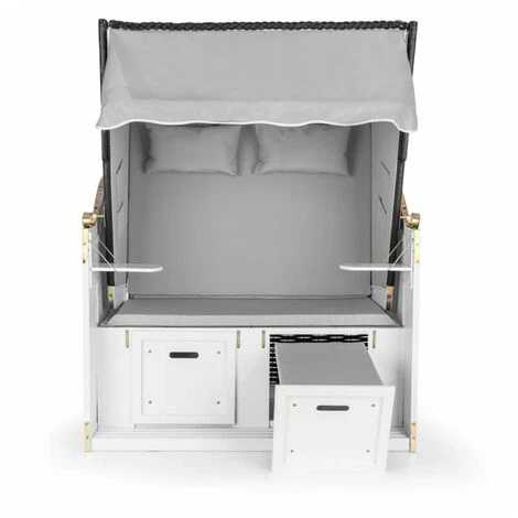 Blumfeldt Hiddensee Wicker Beach Chair XL 2-seater Sunbed Grey 4 Blumfeldt Hiddensee Wicker Beach Chair XL 2-seater Sunbed Grey - Image 2