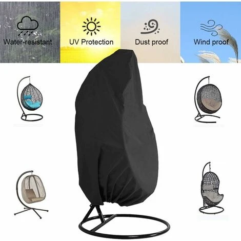 Hanging Chair Cover, 190 X 115 Cm Hanging Chair Protective Cover Dustproof Cover For Hanging Chair/Terrace Rocking Chair With Drawstring, Black 4 Hanging Chair Cover, 190 X 115 Cm Hanging Chair Protective Cover Dustproof Cover For Hanging Chair/Terrace Rocking Chair With Drawstring, Black - Image 2
