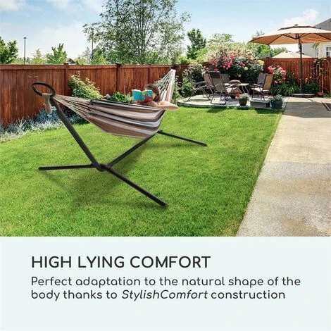 Blumfeldt Sri Lanka Swing Hammock Steel Frame 160 Kg Max. Striped 5 Blumfeldt Sri Lanka Swing Hammock Steel Frame 160 Kg Max. Striped - Image 3