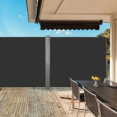 Livingandhome Outdoor Retractable Double Side Awning Garden Patio Privacy Screen 4 Livingandhome Outdoor Retractable Double Side Awning Garden Patio Privacy Screen - Image 2