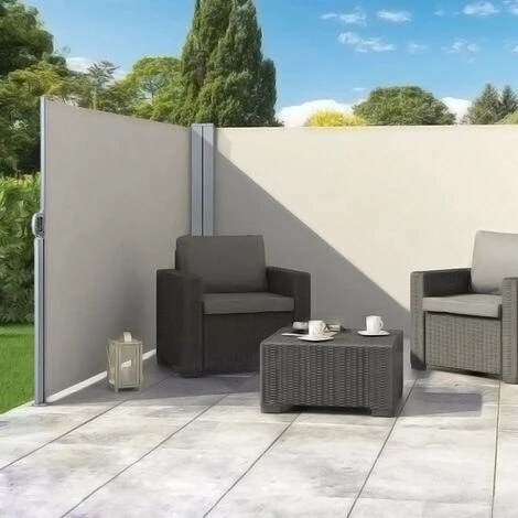 Livingandhome 600x160CM Patio Retractable Double Sided Awning Privacy Screen, Beige 3 Livingandhome 600x160CM Patio Retractable Double Sided Awning Privacy Screen, Beige - Image 2