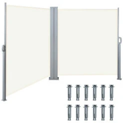 Livingandhome 600x160CM Patio Retractable Double Sided Awning Privacy Screen, Beige 8 Livingandhome 600x160CM Patio Retractable Double Sided Awning Privacy Screen, Beige -Outdoor Furniture Store 23559548 3