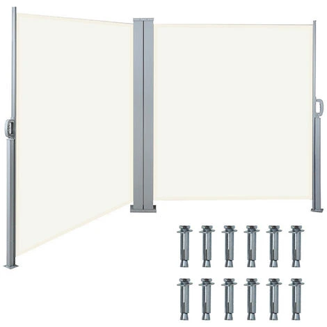 Livingandhome 600x160CM Patio Retractable Double Sided Awning Privacy Screen, Beige 4 Livingandhome 600x160CM Patio Retractable Double Sided Awning Privacy Screen, Beige - Image 3