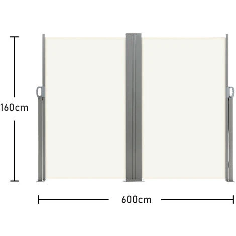 Livingandhome 600x160CM Patio Retractable Double Sided Awning Privacy Screen, Beige 6 Livingandhome 600x160CM Patio Retractable Double Sided Awning Privacy Screen, Beige - Image 5