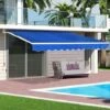 Livingandhome Outdoor Retractable DIY Manual Patio Awning Canopy Garden Shade Shelter, Blue 200x150CM -Outdoor Furniture Store 23562037 1