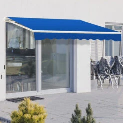 Livingandhome Outdoor Retractable DIY Manual Patio Awning Canopy Garden Shade Shelter, Blue 200x150CM -Outdoor Furniture Store 23562037 3