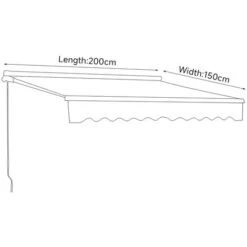 Livingandhome Outdoor Retractable DIY Manual Patio Awning Canopy Garden Shade Shelter, Blue 200x150CM -Outdoor Furniture Store 23562037 5