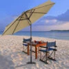 Livingandhome 3M Large Round Garden Parasol Outdoor Beach Umbrella Patio Sun Shade Crank Tilt No Base, Taupe -Outdoor Furniture Store 23562983 1
