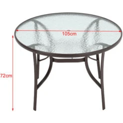 Livingandhome Garden Ripple Glass Round Table With Umbrella Hole, Brown 11 Livingandhome Garden Ripple Glass Round Table With Umbrella Hole, Brown -Outdoor Furniture Store 23563128 5