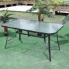 Livingandhome Garden Ripple Glass Rectangle Table With Umbrella Hole, Brown 150x90CM -Outdoor Furniture Store 23563138 1