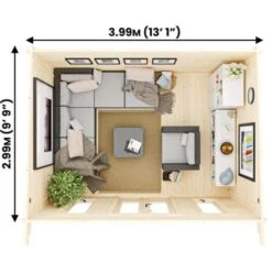 Log Cabin Garden Office Man Cave Garden Room Summerhouse Terminator With SideStore Shed - 5.5m X 3m (45mm) 9 Log Cabin Garden Office Man Cave Garden Room Summerhouse Terminator With SideStore Shed - 5.5m X 3m (45mm) -Outdoor Furniture Store 23759607 3