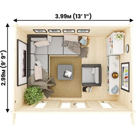 Log Cabin Garden Office Man Cave Garden Room Summerhouse Terminator With SideStore Shed - 5.5m X 3m (45mm) 5 Log Cabin Garden Office Man Cave Garden Room Summerhouse Terminator With SideStore Shed - 5.5m X 3m (45mm) - Image 3
