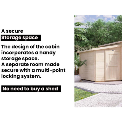 Log Cabin Garden Office Man Cave Garden Room Summerhouse Terminator With SideStore Shed - 5.5m X 3m (45mm) 7 Log Cabin Garden Office Man Cave Garden Room Summerhouse Terminator With SideStore Shed - 5.5m X 3m (45mm) - Image 5
