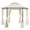 Modern Outdoor Hexagonal Gazebo Fabric Curtains 350 Cm Metal Frame Beige Portel -Outdoor Furniture Store 23851838 1