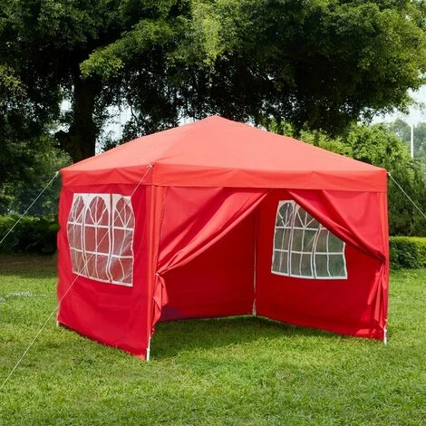 2.5x2.5m Pop Up Gazebo With Sides Outdoor Garden Heavy Duty Party Tent, Red 3 2.5x2.5m Pop Up Gazebo With Sides Outdoor Garden Heavy Duty Party Tent, Red
