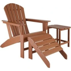 Garden Chair In Adirondack Design - Sun Lounger, Garden Lounger, Wood Sun Lounger - Brown -Outdoor Furniture Store 26683945 3