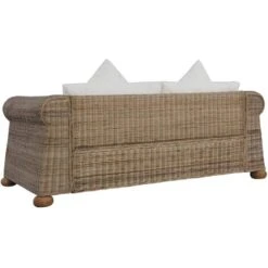 2-Seater Sofa With Cushions Natural Rattan VidaXL -Outdoor Furniture Store 26771973 5