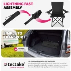 2 Camping Chairs Gil - Garden Chairs, Outdoor Chairs, Folding Garden Chairs - Black -Outdoor Furniture Store 27430373 3