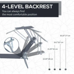 Outsunny Sun Bed Chairs Garden Lounger Recliner Reclining Folding Relaxer Beach Chair Patio Camping Grey -Outdoor Furniture Store 2817892 4