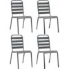 Outdoor Chairs 4 Pcs Slatted Design Steel Dark Grey VidaXL -Outdoor Furniture Store 28188124 1