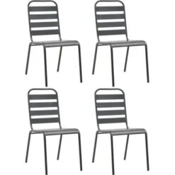 Outdoor Chairs 4 Pcs Slatted Design Steel Dark Grey VidaXL