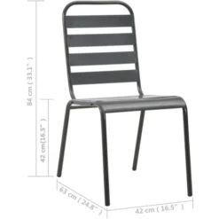 Outdoor Chairs 4 Pcs Slatted Design Steel Dark Grey VidaXL -Outdoor Furniture Store 28188124 3