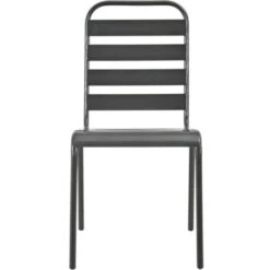 Outdoor Chairs 4 Pcs Slatted Design Steel Dark Grey VidaXL -Outdoor Furniture Store 28188124 4