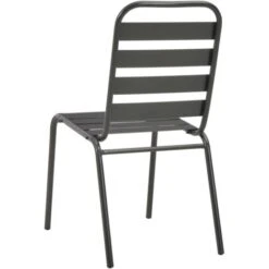 Outdoor Chairs 4 Pcs Slatted Design Steel Dark Grey VidaXL -Outdoor Furniture Store 28188124 5
