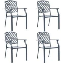 Outdoor Chairs 4 Pcs Mesh Design Steel Black VidaXL