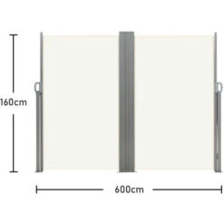 Livingandhome 600x160CM Patio Retractable Double Side Awning Sun Blinds, Beige 11 Livingandhome 600x160CM Patio Retractable Double Side Awning Sun Blinds, Beige -Outdoor Furniture Store 28270463 5