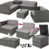 Garden Corner Sofa Set Pisa 5 Seats, 1 Table - Garden Sofa, Garden Corner Sofa, Rattan Sofa - Grey -Outdoor Furniture Store 28296658 1