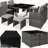 Rattan Garden Furniture Set Bilbao 8 Seats, 1 Table - Garden Tables And Chairs, Garden Furniture Set, Outdoor Table And Chairs - Grey
