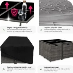 Rattan Garden Furniture Set Bilbao 8 Seats, 1 Table - Garden Tables And Chairs, Garden Furniture Set, Outdoor Table And Chairs - Grey -Outdoor Furniture Store 28296684 5