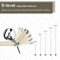 Outsunny Folding Lounge Chair Outdoor Chaise Lounge For Bench Patio Beige -Outdoor Furniture Store 28365190 4