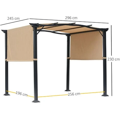 Outsunny Outdoor Retractable Gazebo Overhead Backyard Shade Sun Shelter Steel 4 Outsunny Outdoor Retractable Gazebo Overhead Backyard Shade Sun Shelter Steel - Image 2