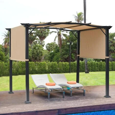 Outsunny Outdoor Retractable Gazebo Overhead Backyard Shade Sun Shelter Steel 5 Outsunny Outdoor Retractable Gazebo Overhead Backyard Shade Sun Shelter Steel - Image 3