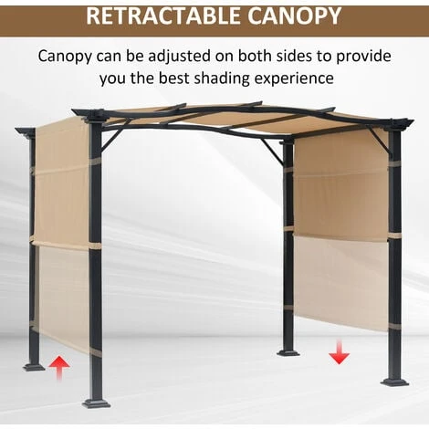 Outsunny Outdoor Retractable Gazebo Overhead Backyard Shade Sun Shelter Steel 6 Outsunny Outdoor Retractable Gazebo Overhead Backyard Shade Sun Shelter Steel - Image 4