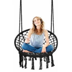 COSTWAY Outdoor & Indoor Hammock Chair, Hanging Cotton Rope Macrame Swing Chair