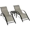 Outsunny 3 Pieces Lounge Chair Set Garden Sunbathing Chair W/ Table Grey -Outdoor Furniture Store 28678263 1