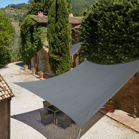 Sun Shade Sail Square, Grey - Garden Sun Shade, Garden Sail Shade, Sun Canopy - 300 X 300 Cm 4 Sun Shade Sail Square, Grey - Garden Sun Shade, Garden Sail Shade, Sun Canopy - 300 X 300 Cm - Image 2