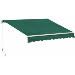 Outsunny Manual Retractable Awning Garden Shelter Canopy Green