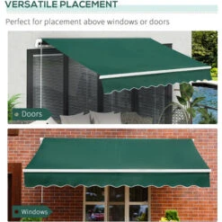 Outsunny Manual Retractable Awning Garden Shelter Canopy Green -Outdoor Furniture Store 28720279 5
