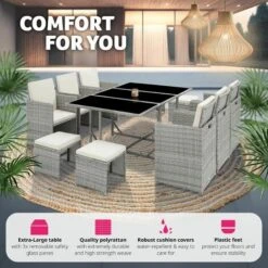 Rattan Garden Furniture Set Malaga 6+4+1 With Protective Cover - Garden Tables And Chairs, Garden Furniture Set, Outdoor Table And Chairs - Light Grey 10 Rattan Garden Furniture Set Malaga 6+4+1 With Protective Cover - Garden Tables And Chairs, Garden Furniture Set, Outdoor Table And Chairs - Light Grey -Outdoor Furniture Store 28765052 4