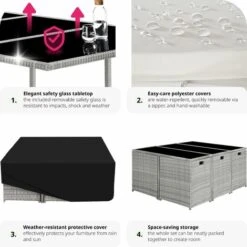 Rattan Garden Furniture Set Malaga 6+4+1 With Protective Cover - Garden Tables And Chairs, Garden Furniture Set, Outdoor Table And Chairs - Light Grey 11 Rattan Garden Furniture Set Malaga 6+4+1 With Protective Cover - Garden Tables And Chairs, Garden Furniture Set, Outdoor Table And Chairs - Light Grey -Outdoor Furniture Store 28765052 5