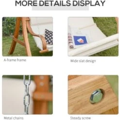 Outsunny Wooden Porch A-Frame Swing Chair W/ Canopy And Cushion For Patio Garden 10 Outsunny Wooden Porch A-Frame Swing Chair W/ Canopy And Cushion For Patio Garden -Outdoor Furniture Store 28831615 4