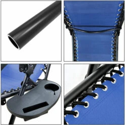 VOUNOT Set Of 2 Zero Gravity Chairs, Garden Sun Loungers With Cup And Phone Holder, Blue -Outdoor Furniture Store 28852702 4