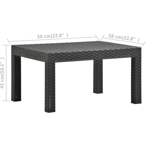 Garden Table Anthracite 58x58x41 Cm PP Rattan VidaXL 5 Garden Table Anthracite 58x58x41 Cm PP Rattan VidaXL - Image 3