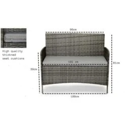 Evre Rattan Garden Furniture Set Patio Conservatory Indoor Outdoor 4 Piece Set Table Chair Sofa (Grey) -Outdoor Furniture Store 29141441 4