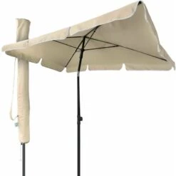 VOUNOT Garden Parasol, Tilt Balcony Umbrella, Sun Shade For Outdoor, Garden, Balcony, Patio, Beach, 2 X 1.25m, With Cover,Beige